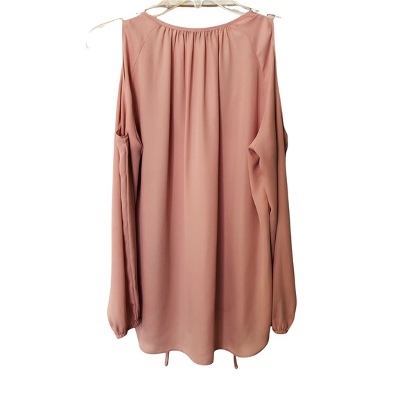 Amanda Uprichard Cold Shoulder Long Sleeve Tie Front Blouse Pastel Pink S - Picture 4 of 16